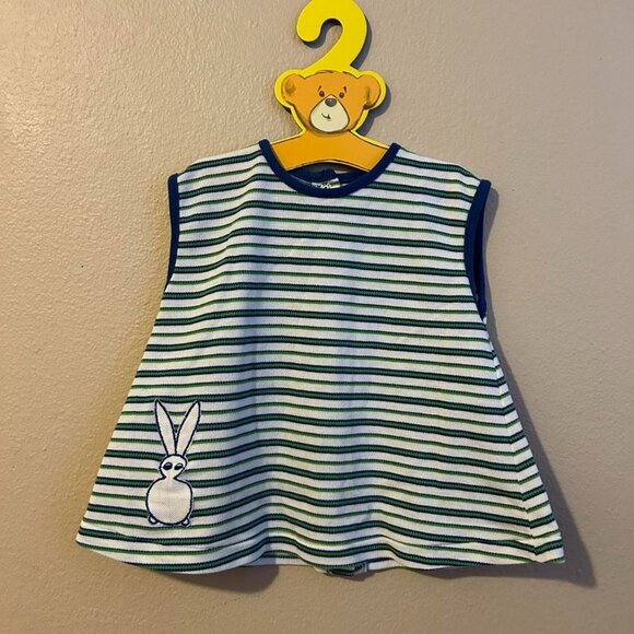 Vintage 60s Hanes Striped Bunny 4T Boys Top Baby Toddler Top Bunny Character - Picture 1 of 6